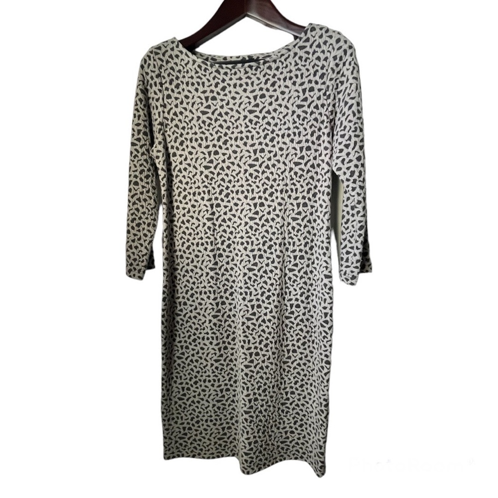 Sharagano stretch sheath dress. Dark charcoal and light heather - Size 12.